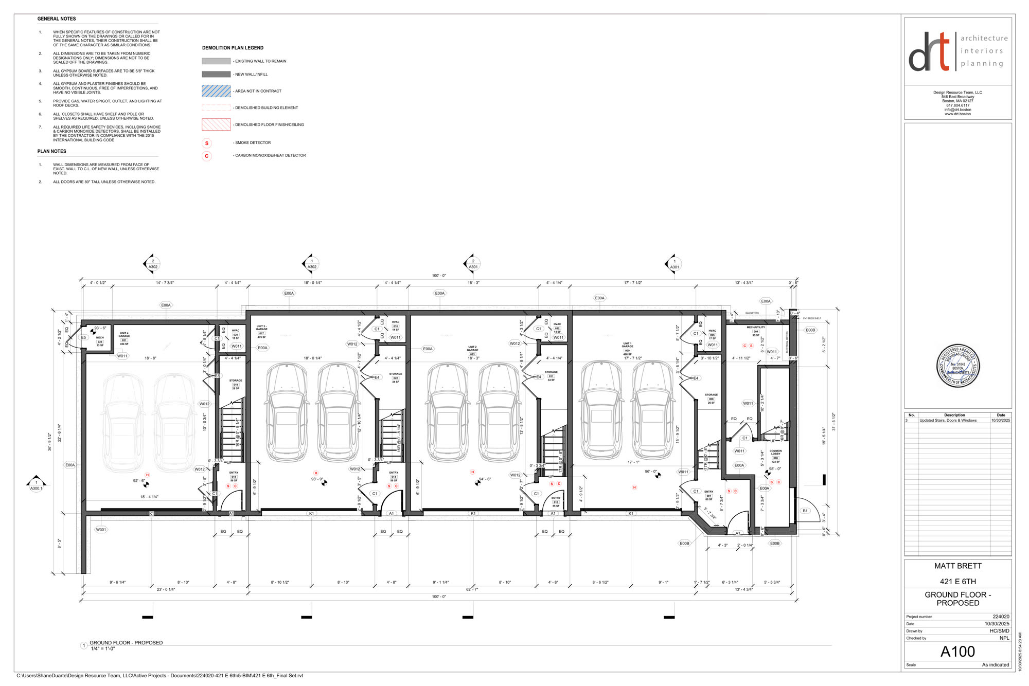 Preliminary garage and ground-level plan for 421 East Sixth