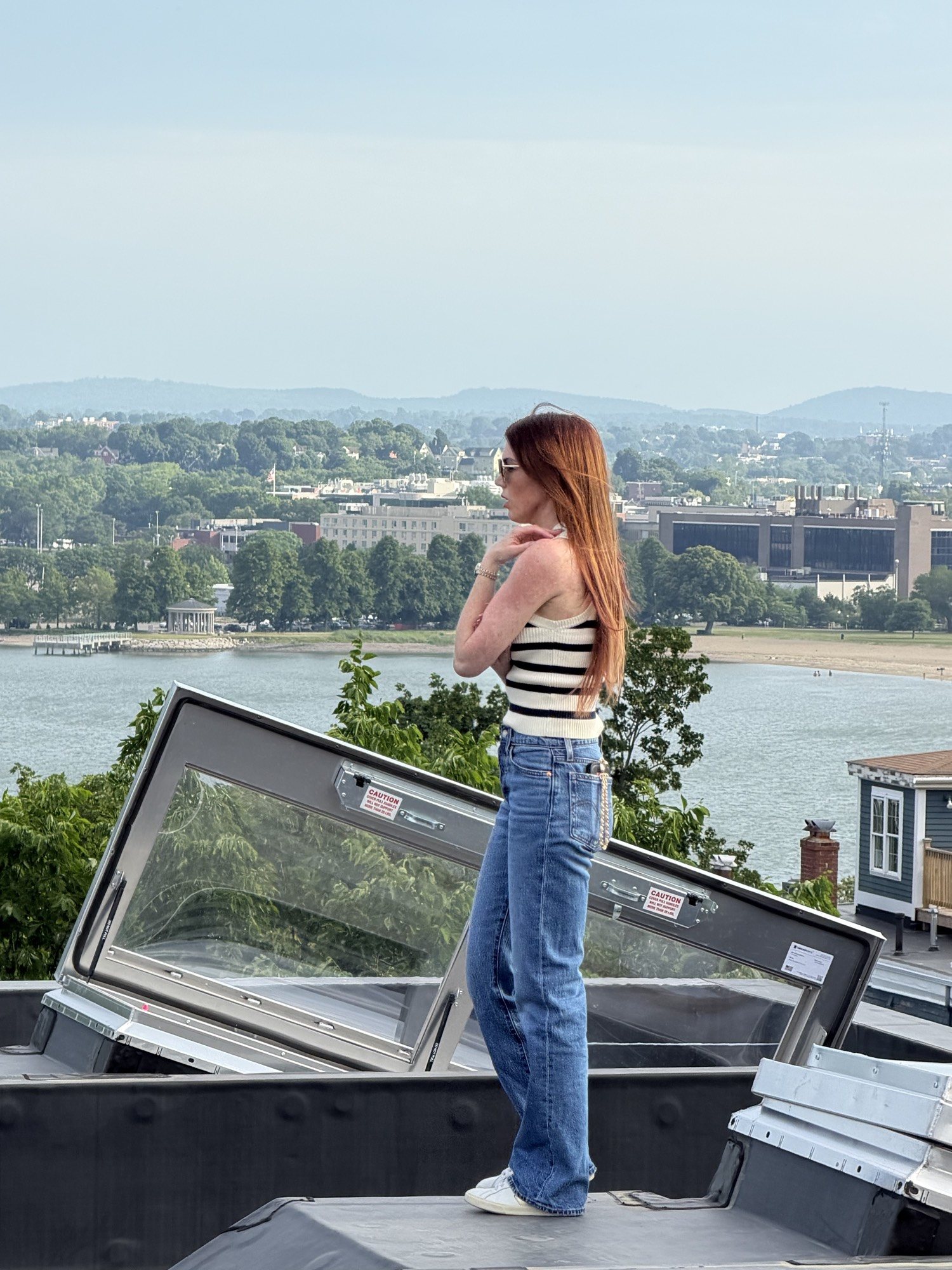 Roof deck at 421 East Sixth looking across the harbor